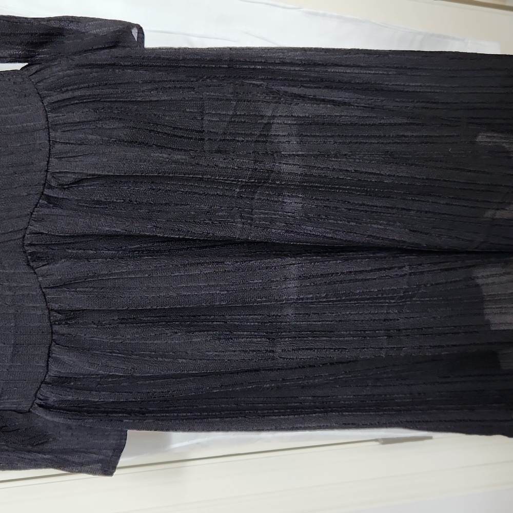 ASTR Black Ruched Long Puff Sleeve Tiered Maxi Dress - Picture 4 of 7